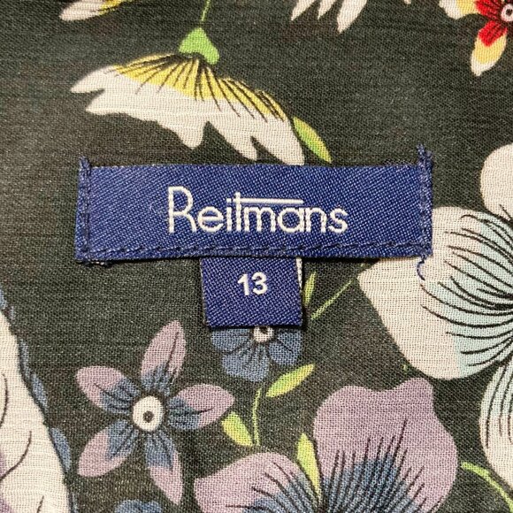 REITMANS Black and multicolour floral print a-line skirt ~ Vintage Y2K LARGE XL - Picture 2 of 9